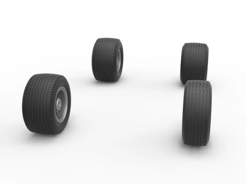 Wheel set of Northeast Dirt Modified stock car Version 3 Scale 1 to 25 3D Print Model