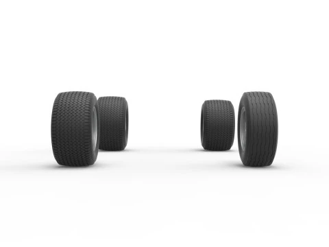 Wheel set of Northeast Dirt Modified stock car Version 3 Scale 1 to 25 3D Print Model