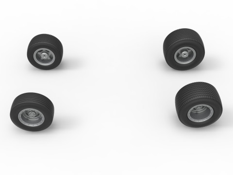 Wheel set of Northeast Dirt Modified stock car Version 3 Scale 1 to 25 3D 프린트 모델
