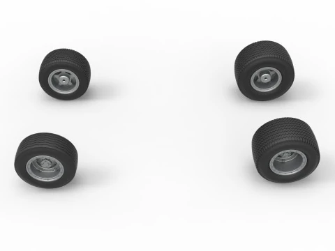 Wheel set of Northeast Dirt Modified stock car Version 3 Scale 1 to 25 3D Print Model