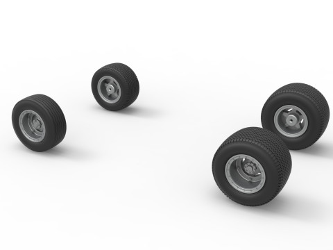 Wheel set of Northeast Dirt Modified stock car Version 3 Scale 1 to 25 3D 프린트 모델
