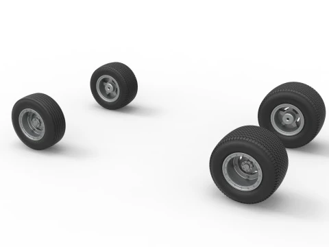 Wheel set of Northeast Dirt Modified stock car Version 3 Scale 1 to 25 3D Print Model