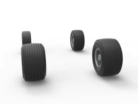 Wheel set of Northeast Dirt Modified stock car Version 3 Scale 1 to 25 3D Print Model