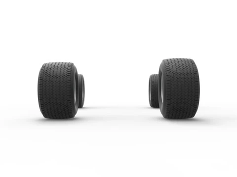 Wheel set of Northeast Dirt Modified stock car Version 3 Scale 1 to 25 3D Print Model