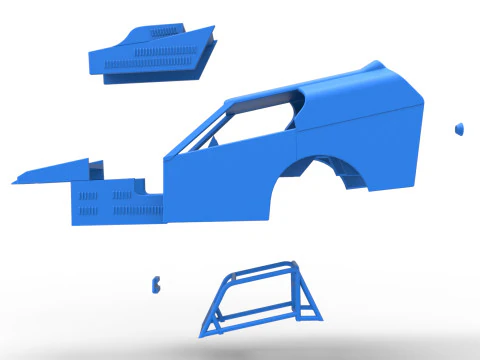 Shell of Vintage Dirt Modified stock car Version 3 Scale 1 to 25 3D Print Model