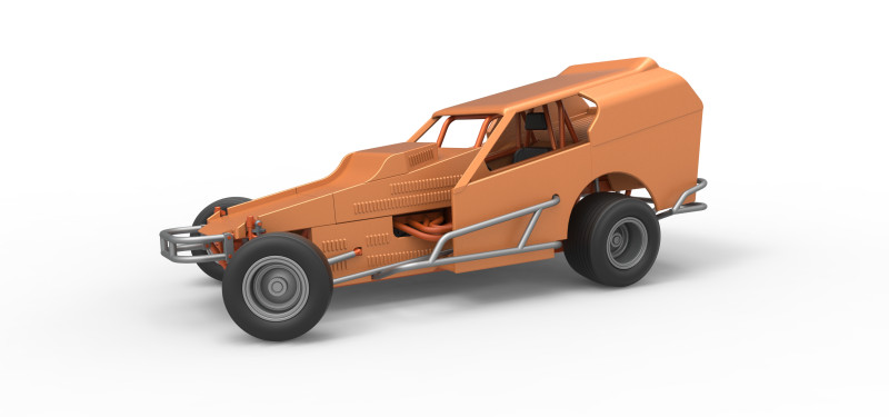 Vintage Dirt Modified stock car Version 3 while turning Scale 1 to 25 Modèles 3D en vedette .c4d .max .obj .3ds .fbx .stl .blend