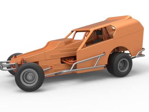 Vintage Dirt Modified stock car Version 3 while turning Scale 1 to 25 3D प्रिंट मॉडल