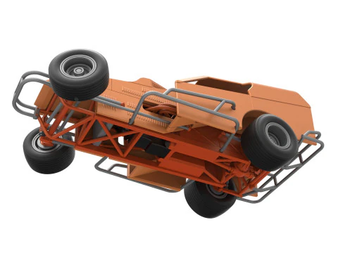 Vintage Dirt Modified stock car Version 3 while turning Scale 1 to 25 3D Print Model