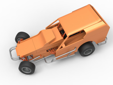 Vintage Dirt Modified stock car Version 3 while turning Scale 1 to 25 Modèles 3D en vedette