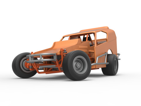 Vintage Dirt Modified stock car Version 3 while turning Scale 1 to 25 Modèles 3D en vedette