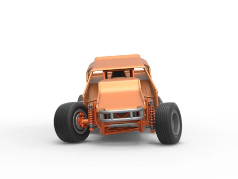 Vintage Dirt Modified stock car Version 3 while turning Scale 1 to 25 3D Print Model