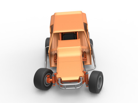 Vintage Dirt Modified stock car Version 3 while turning Scale 1 to 25 Modèles 3D en vedette