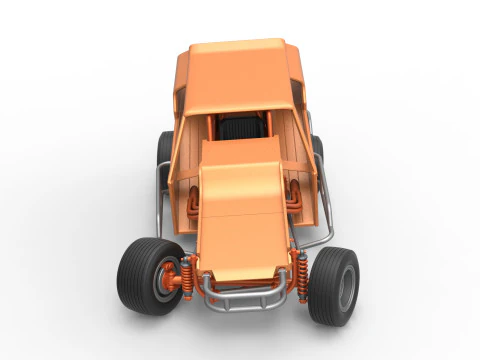 Vintage Dirt Modified stock car Version 3 while turning Scale 1 to 25 3D Print Model