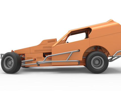 Vintage Dirt Modified stock car Version 3 while turning Scale 1 to 25 Modèles 3D en vedette