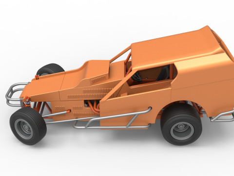 Vintage Dirt Modified stock car Version 3 while turning Scale 1 to 25 Modèles 3D en vedette