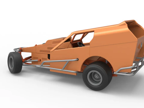 Vintage Dirt Modified stock car Version 3 while turning Scale 1 to 25 3D Print Model