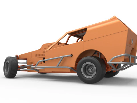 Vintage Dirt Modified stock car Version 3 while turning Scale 1 to 25 3D Print Model