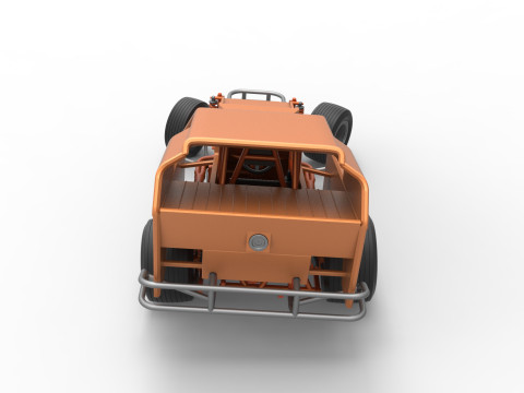 Vintage Dirt Modified stock car Version 3 while turning Scale 1 to 25 Modèles 3D en vedette