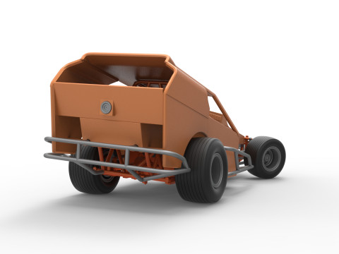 Vintage Dirt Modified stock car Version 3 while turning Scale 1 to 25 Modèles 3D en vedette
