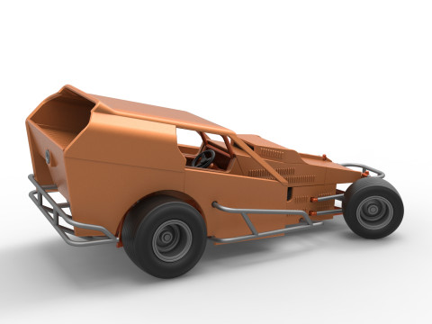 Vintage Dirt Modified stock car Version 3 while turning Scale 1 to 25 Modèles 3D en vedette