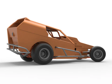 Vintage Dirt Modified stock car Version 3 while turning Scale 1 to 25 3D Print Model