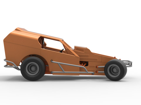 Vintage Dirt Modified stock car Version 3 while turning Scale 1 to 25 Modèles 3D en vedette