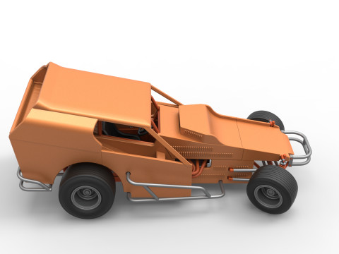 Vintage Dirt Modified stock car Version 3 while turning Scale 1 to 25 Modèles 3D en vedette