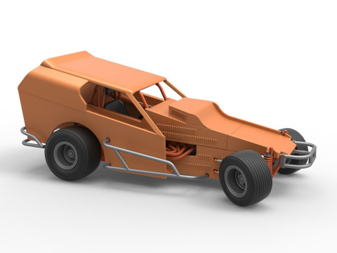Vintage Dirt Modified stock car Version 3 while turning Scale 1 to 25 Modèles 3D en vedette