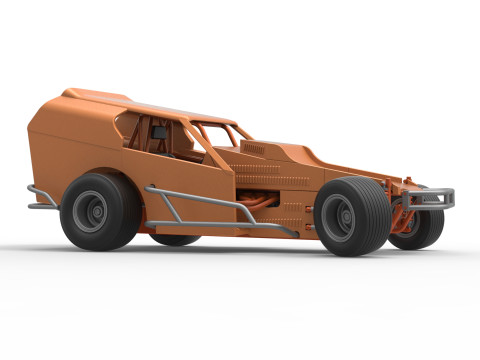 Vintage Dirt Modified stock car Version 3 while turning Scale 1 to 25 Modèles 3D en vedette