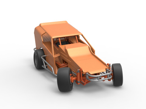 Vintage Dirt Modified stock car Version 3 while turning Scale 1 to 25 Modèles 3D en vedette