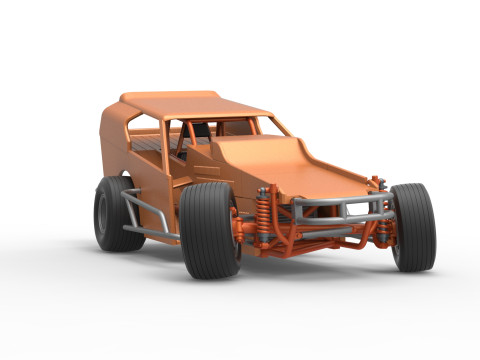 Vintage Dirt Modified stock car Version 3 while turning Scale 1 to 25 Modèles 3D en vedette