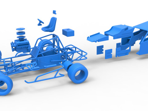 Vintage Dirt Modified stock car Version 3 while turning Scale 1 to 25 Modèles 3D en vedette