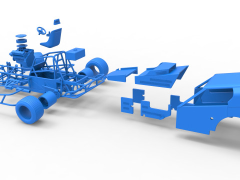 Vintage Dirt Modified stock car Version 3 while turning Scale 1 to 25 Modèles 3D en vedette