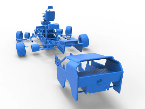 Vintage Dirt Modified stock car Version 3 while turning Scale 1 to 25 3D Print Model