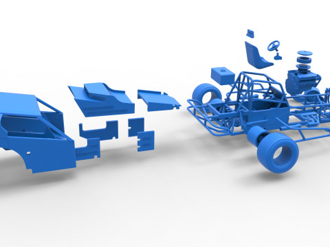 Vintage Dirt Modified stock car Version 3 while turning Scale 1 to 25 Modèles 3D en vedette