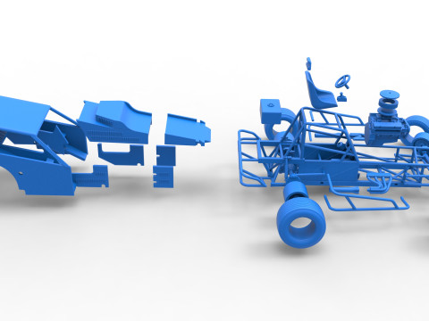 Vintage Dirt Modified stock car Version 3 while turning Scale 1 to 25 Modèles 3D en vedette