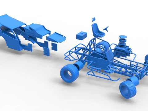 Vintage Dirt Modified stock car Version 3 while turning Scale 1 to 25 3D Print Model