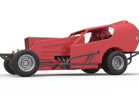 Vintage Dirt Modified stock car Version 4 Scale 1 to 25 3Dプリントモデル