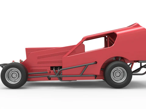 Vintage Dirt Modified stock car Version 4 Scale 1 to 25 3D Print Model