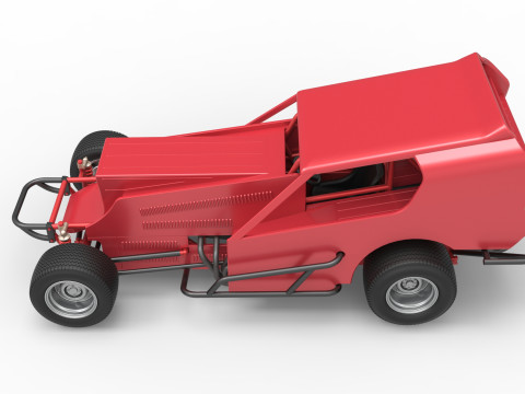 Vintage Dirt Modified stock car Version 4 Scale 1 to 25 3Dプリントモデル