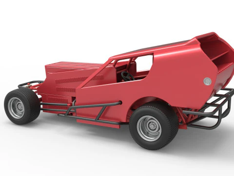 Vintage Dirt Modified stock car Version 4 Scale 1 to 25 3D Print Model