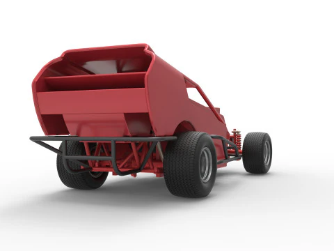 Vintage Dirt Modified stock car Version 4 Scale 1 to 25 3D Print Model