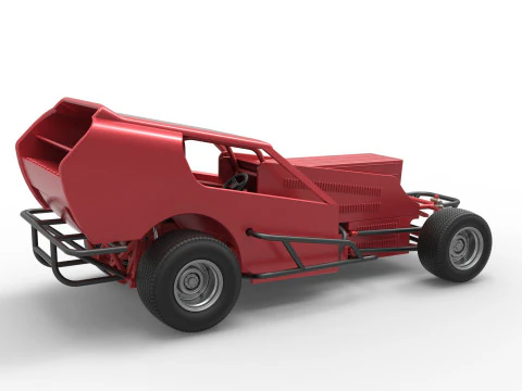Vintage Dirt Modified stock car Version 4 Scale 1 to 25 3D Print Model