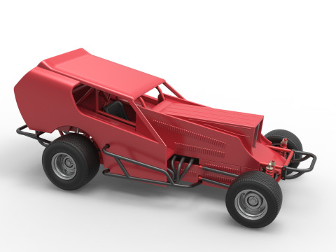 Vintage Dirt Modified stock car Version 4 Scale 1 to 25 3Dプリントモデル