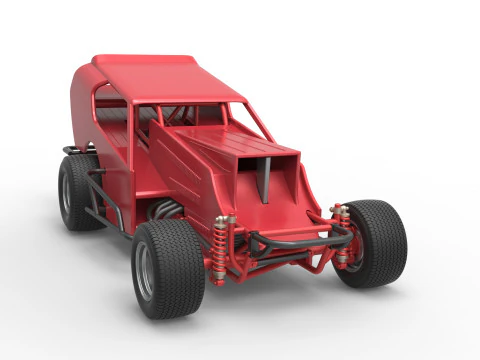 Vintage Dirt Modified stock car Version 4 Scale 1 to 25 3D Print Model