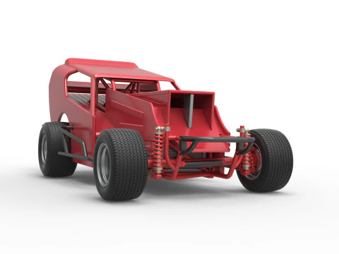 Vintage Dirt Modified stock car Version 4 Scale 1 to 25 3D Print Model