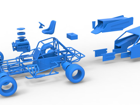 Vintage Dirt Modified stock car Version 4 Scale 1 to 25 3Dプリントモデル