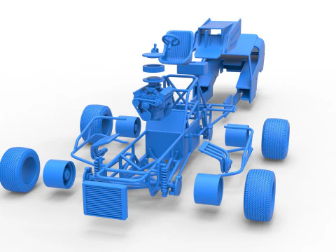 Vintage Dirt Modified stock car Version 4 Scale 1 to 25 3D Print Model