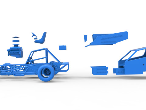 Vintage Dirt Modified stock car Version 4 Scale 1 to 25 3Dプリントモデル