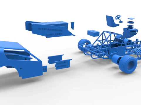 Vintage Dirt Modified stock car Version 4 Scale 1 to 25 3D Print Model